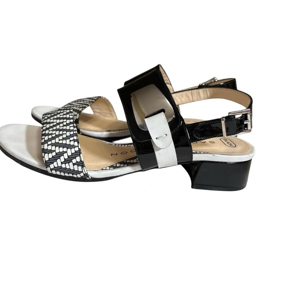 Sacha London Black and white Patterned Sandals,Hand Made in Spain,Size 38